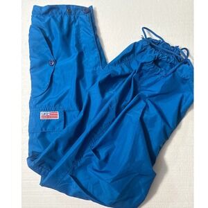Vintage UFO USA Parachute Pants Blue Cargo Rave Festival Y2K XS